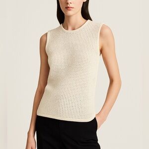 Vintage Jones New York Women’s White Mesh Sleeveless Knit Tank Top Size Large